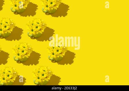 Yellow flowers pattern on the yellow background with the text place Stock Photo