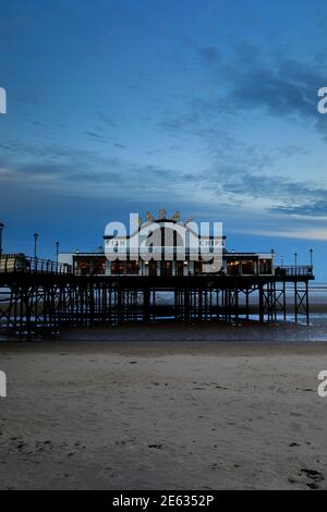 Evening colours, Cleethorpes Pier, Cleethorpes town, North East Lincolnshire; England; UK Stock Photo