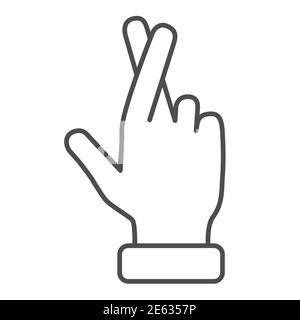 Promise gesture thin line icon, gestures concept, Hand with crossed fingers sign on white background, Gesture good luck or fortune icon in outline Stock Vector