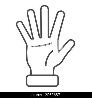 Five fingers gesture thin line icon, hand gestures concept, greeting sign on white background, palm icon in outline style for mobile concept and web Stock Vector