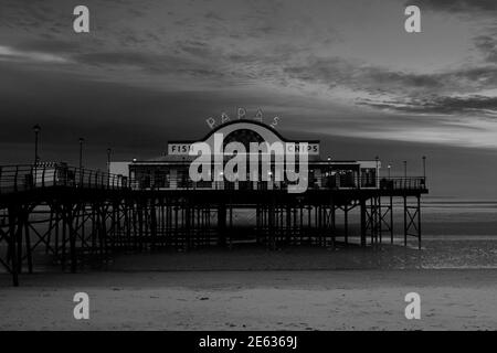 Evening colours, Cleethorpes Pier, Cleethorpes town, North East Lincolnshire; England; UK Stock Photo