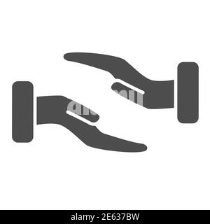 Support hands gesture solid icon, gestures concept, Charity or helping hands sign on white background, protection and supporting hand icon in glyph Stock Vector
