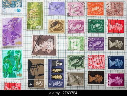 Great Britain stamp collection in album, Greater London, England, United Kingdom Stock Photo