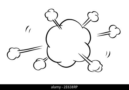 Cartoon sketch explosion on a white background. Vector doodle illustration template in pop art style. Place for your text. Stock Vector