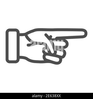 Pointing finger line icon, hand gestures concept, Attention hand gesture sign on white background, pointer icon in outline style for mobile concept Stock Vector