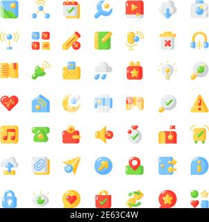 Interface vector flat color icon set Stock Vector