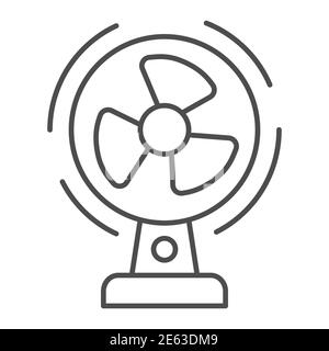 Blower thin line icon, hotel electronics concept, Ventilator sign on white background, desktop fan icon in outline style for mobile concept and web Stock Vector