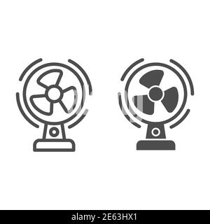 Blower line and solid icon, hotel electronics concept, Ventilator sign on white background, desktop fan icon in outline style for mobile concept and Stock Vector
