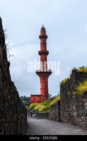 Chand Minar at Daulatabad fort in Maharashtra, India Stock Photo