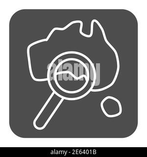 Map and magnifier solid icon, Travel concept, World map with magnifying glass sign on white background, Map search icon in glyph style for mobile Stock Vector