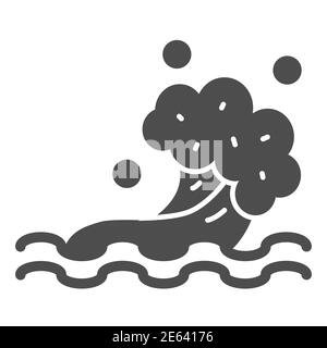 Sea wave solid icon, Summer concept, water splash sign on white background, ocean wave icon in glyph style for mobile concept and web design. Vector Stock Vector