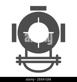 Diving helmet solid icon, ocean concept, Underwater equipment sign on white background, diving scuba helmet icon in glyph style for mobile concept and Stock Vector