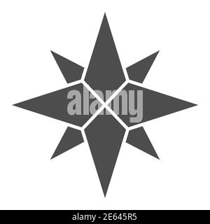 Wind rose solid icon, nautical concept, Compass star sign on white background, old-style wind rose compass icon in glyph style for mobile concept and Stock Vector