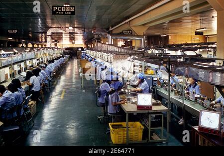 South Korea Television Set Assembly Line in Factory Stock Photo