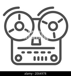 Tape recorder line icon, Music concept, Old reel tape recorder sign