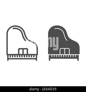 Piano line and solid icon, Music instruments concept, synthesizer sign on white background, grand piano icon in outline style for mobile concept and Stock Vector
