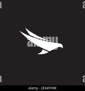 White phoenix logo design in black background template Stock Vector