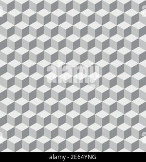Seamless 3D geometrical pattern of cubes. Abstract design vector background in shades of grey. Stock Vector