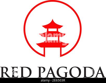 Pagoda building logo design vector illustration template Stock Vector