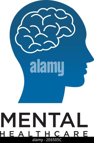 Mental clinic company logo design with using people head icon with brain template design Stock Vector