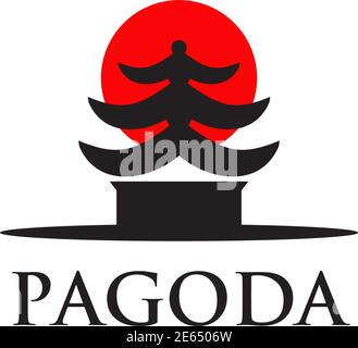 Pagoda building logo design vector illustration template Stock Vector