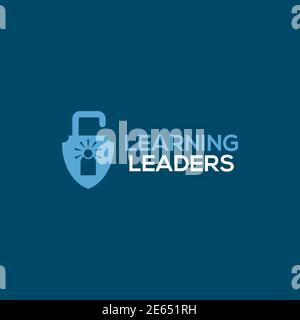 Learning institute logo design with using unlocked padlock template Stock Vector