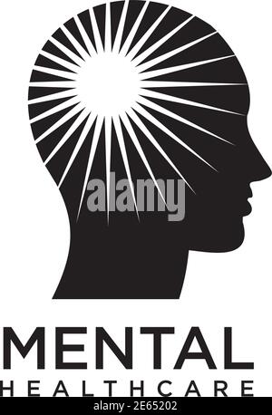 Mental clinic company logo design with using people head icon with brain template design Stock Vector