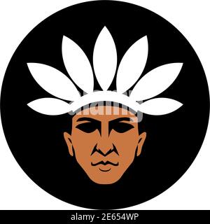 Apache indian character logo design vector template Stock Vector
