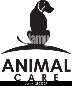 Black sitting dog logo design vector template Stock Vector