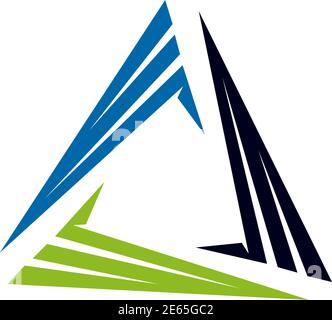 Colorful triangle icon logo design vector template Stock Vector