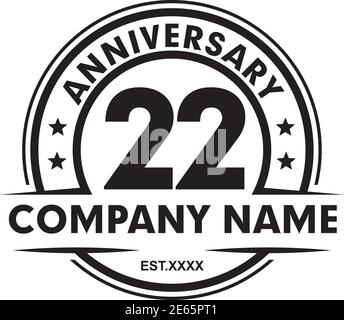 22nd year anniversary logo design vector template Stock Vector