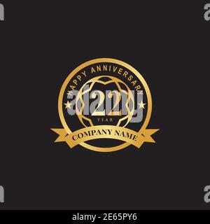 22nd year anniversary logo design vector template Stock Vector