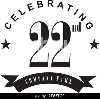 22nd year anniversary logo design vector template Stock Vector