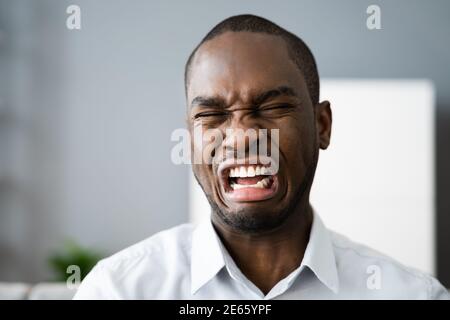 Sad Frustrated African American Man. Unhappy Face Stock Photo