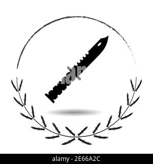 hunter knife icon in wreath made of knives. cyber sport csgo award concept. Vector illustration Stock Vector