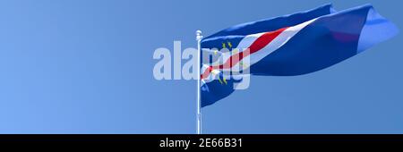 3D rendering of the national flag of Cape Verde waving in the wind Stock Photo