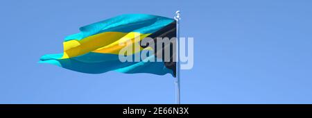 3D rendering of the national flag of Bahama islands waving in the wind Stock Photo