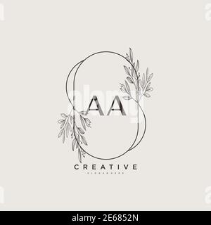 AA Beauty vector initial logo, handwriting logo of initial signature, wedding, fashion, jewerly, boutique, floral and botanical with creative template Stock Vector