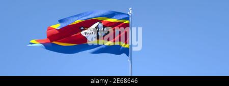 3D rendering of the national flag of Swaziland waving in the wind Stock Photo