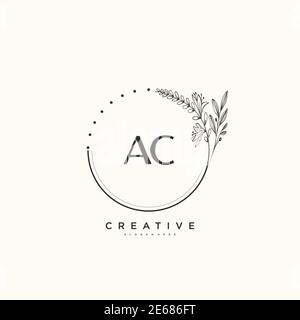 AC Beauty vector initial logo, handwriting logo of initial signature, wedding, fashion, jewerly, boutique, floral and botanical with creative template Stock Vector