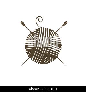 Yarn ball and needles. Knitting symbol Stock Vector