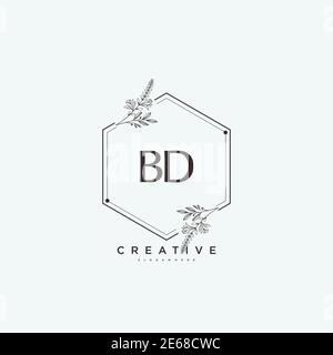 BD Beauty vector initial logo art, handwriting logo of initial signature, wedding, fashion, jewerly, boutique, floral and botanical with creative temp Stock Vector