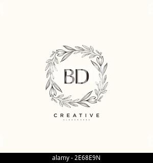 BD Beauty vector initial logo art, handwriting logo of initial signature, wedding, fashion, jewerly, boutique, floral and botanical with creative temp Stock Vector