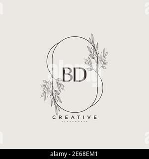 BD Beauty vector initial logo art, handwriting logo of initial signature, wedding, fashion, jewerly, boutique, floral and botanical with creative temp Stock Vector