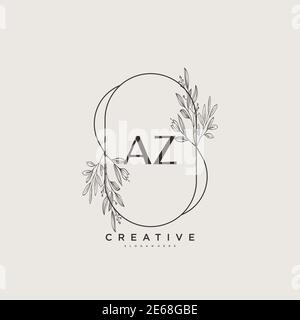 AZ Beauty vector initial logo art, handwriting logo of initial signature, wedding, fashion, jewerly, boutique, floral and botanical with creative temp Stock Vector