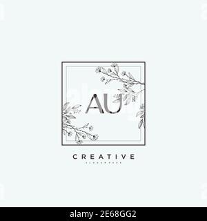 AU Beauty vector initial logo art, handwriting logo of initial signature, wedding, fashion, jewerly, boutique, floral and botanical with creative temp Stock Vector