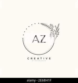 AZ Beauty vector initial logo art, handwriting logo of initial signature, wedding, fashion, jewerly, boutique, floral and botanical with creative temp Stock Vector