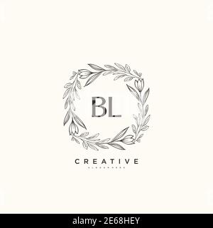 BL Beauty vector initial logo art, handwriting logo of initial signature, wedding, fashion, jewerly, boutique, floral and botanical with creative temp Stock Vector