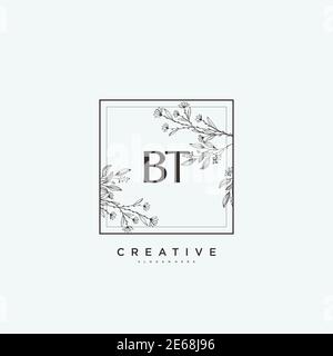 BT Beauty vector initial logo art, handwriting logo of initial signature, wedding, fashion, jewerly, boutique, floral and botanical with creative temp Stock Vector