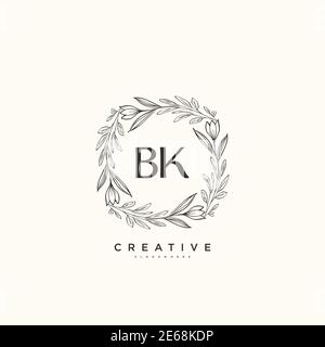 BK Beauty vector initial logo art, handwriting logo of initial signature, wedding, fashion, jewerly, boutique, floral and botanical with creative temp Stock Vector